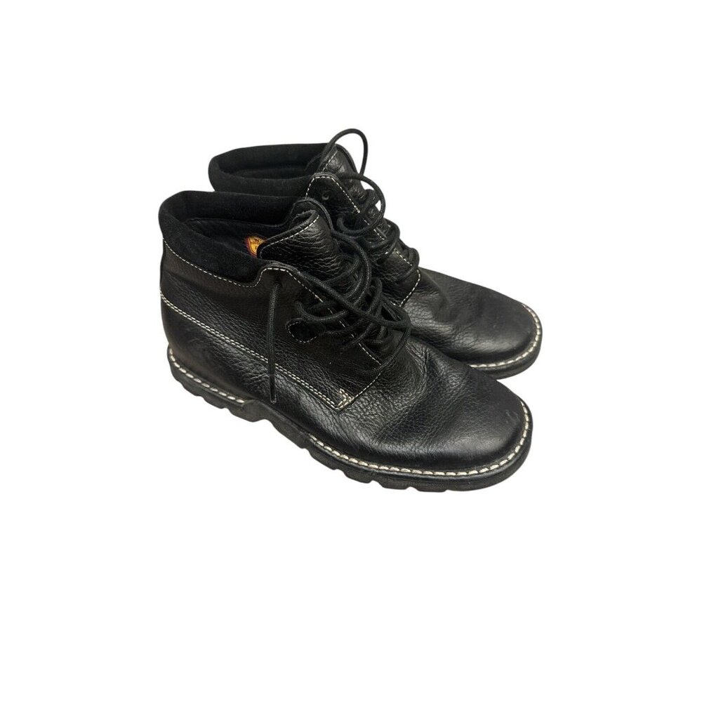 Vintage Cole Haan Country Womens Boots Black Leather  Round Toe Lace Up Size 5